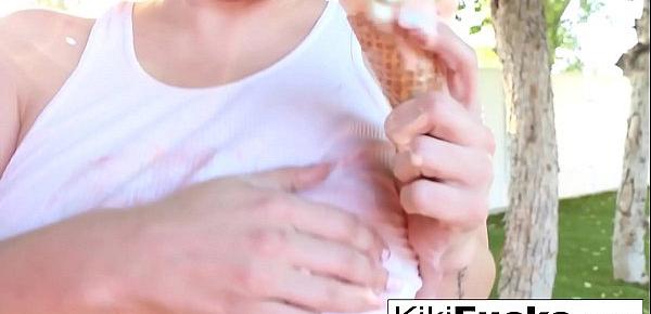  Kiki Daire has a sexy, messy time with some ice cream!